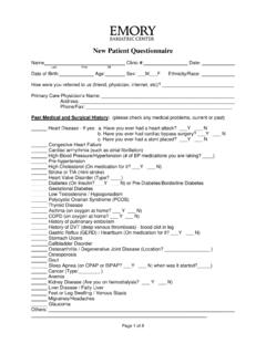 New Patient Questionnaire - Emory Healthcare
