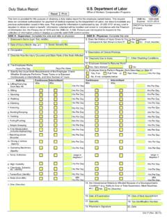 Duty Status Report U.S. Department of Labor