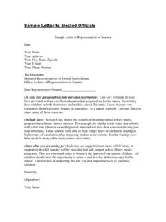 Sample Letter to Elected Officials