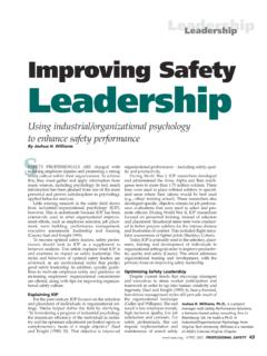 Improving Safety Leadership