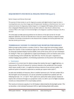 REQUIREMENTS FOR MEDICAL IMAGING MONITORS (part I)