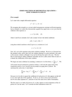 SERIES SOLUTIONS OF DIFFERENTIAL EQUATIONS