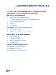 HUBZone Program Required Supporting Documents Checklist