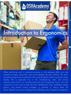 711 Introduction to Ergonomics - OSHAcademy