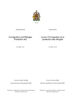 Protection Act protection des r&#233;fugi&#233;s Immigration and ...