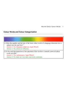 Colour Words and Colour Categorization - Reinhard Blutner