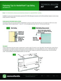 Fastening Tips for HardiePlank Lap Siding TECHNICAL ...