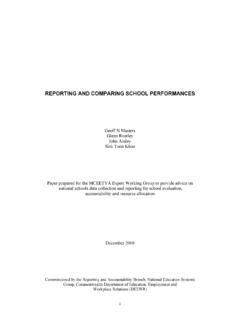 REPORTING AND COMPARING SCHOOL PERFORMANCES