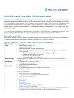 Rehabilitation Protocol for PCL Reconstruction