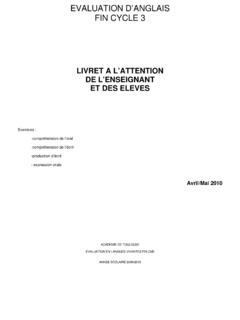 EVALUATION D’ANGLAIS FIN CYCLE 3 - Acad&#233;mie de Toulouse