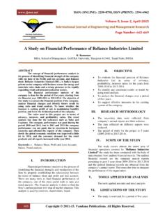 A Study on Financial Performance o f Reliance Industries ...