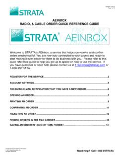 AEINBOX RADIO, &amp; CABLE ORDER QUICK REFERENCE GUIDE