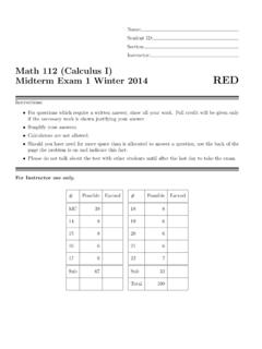 Math 112 (Calculus I) Midterm Exam 1 Winter 2014 RED