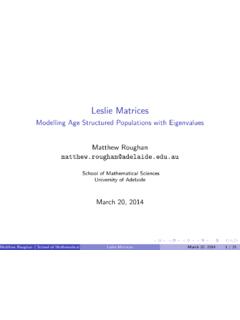 Leslie Matrices - Modelling Age Structured Populations ...