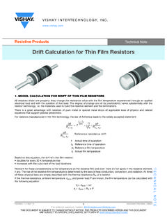 Drift Calculation for Thin Film Resistors - Vishay