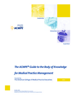 ACMPE Guide to the Body of knowledge - Provider's Edge