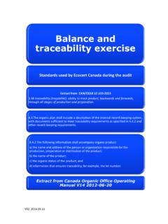 Balance and traceability exercise - Ecocert Canada
