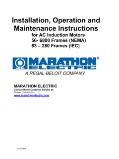 Installation, Operation and Maintenance Instructions