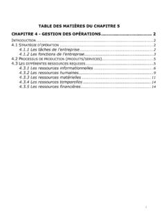 CHAPITRE 5 - GESTION DES OP&#201;RATIONS - AAPQ