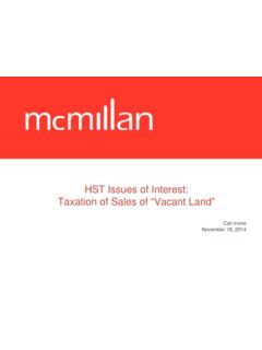 HST Issues of Interest: Taxation of Sales of “Vacant …