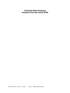 Practical Meta-Analysis Analysis Exercise using SPSS
