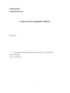 Lecture-notes for Quantitative Methods - Karlstad University