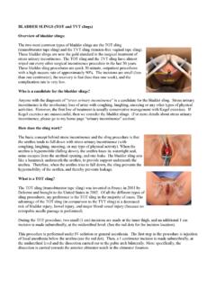 BLADDER SLINGS (TOT and TVT slings) Overview …