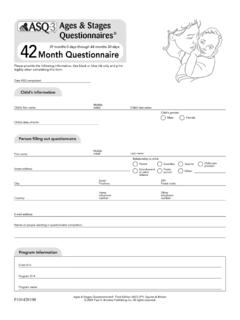 Ages &amp; Stages Questionnaires 42 Month …