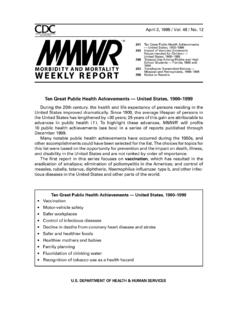 Ten Great Public Health Achievements - Centers for Disease ...