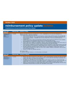 October 2020 reimbursement policy update bulletin