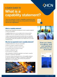 A QUICK GUIDE TO What is a capability statement?