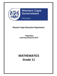 MATHEMATICS Grade 11 - Western Cape