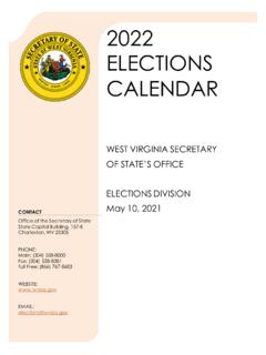 2022 ELECTIONS CALENDAR - West Virginia
