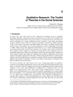 Qualitative Research: The Toolkit of Theories in the ...