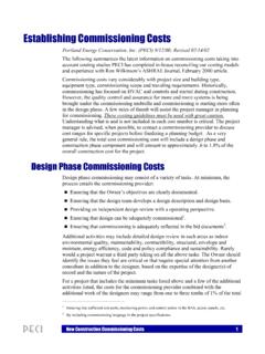 Establishing Commissioning Costs