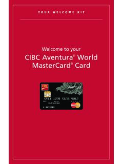 Welcome to your CIBC Aventura World MasterCard Card