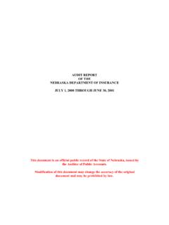 AUDIT REPORT OF THE NEBRASKA DEPARTMENT OF …