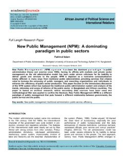 New Public Management (NPM): A dominating paradigm in ...