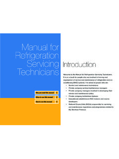Manual for Refrigeration Servicing Introduction Technicians