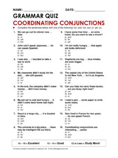 NAME: DATE: GRAMMAR QUIZ COORDINATING …