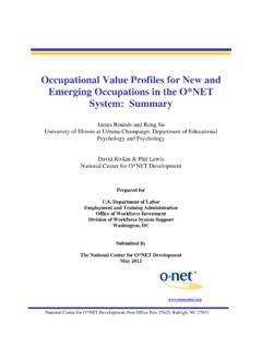 Occuaptional Value Profiles for New and Emerging ONET ...