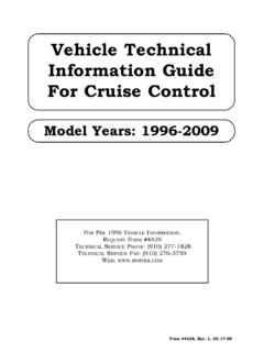 Vehicle Technical Information Guide For Cruise …