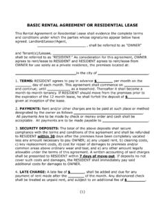 BASIC RENTAL AGREEMENT OR RESIDENTIAL LEASE