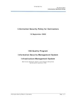Information Security Policy for Contractors - World Bank