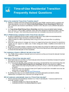 Time-of-Use Residential Transition Frequently Asked Questions