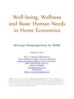 Well-being, Wellness and Basic Human Needs in …