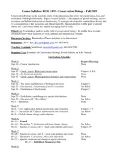 Course Syllabus: Ecology 3530 – Conservation Biology