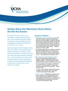 Studies Show that Mandatory Nurse Ratios Are …