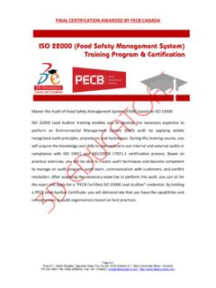 ISO 22000 (Food Safety Management System) Training …