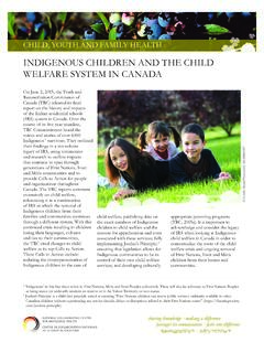 Indigenous Children and the Child Welfare System in …